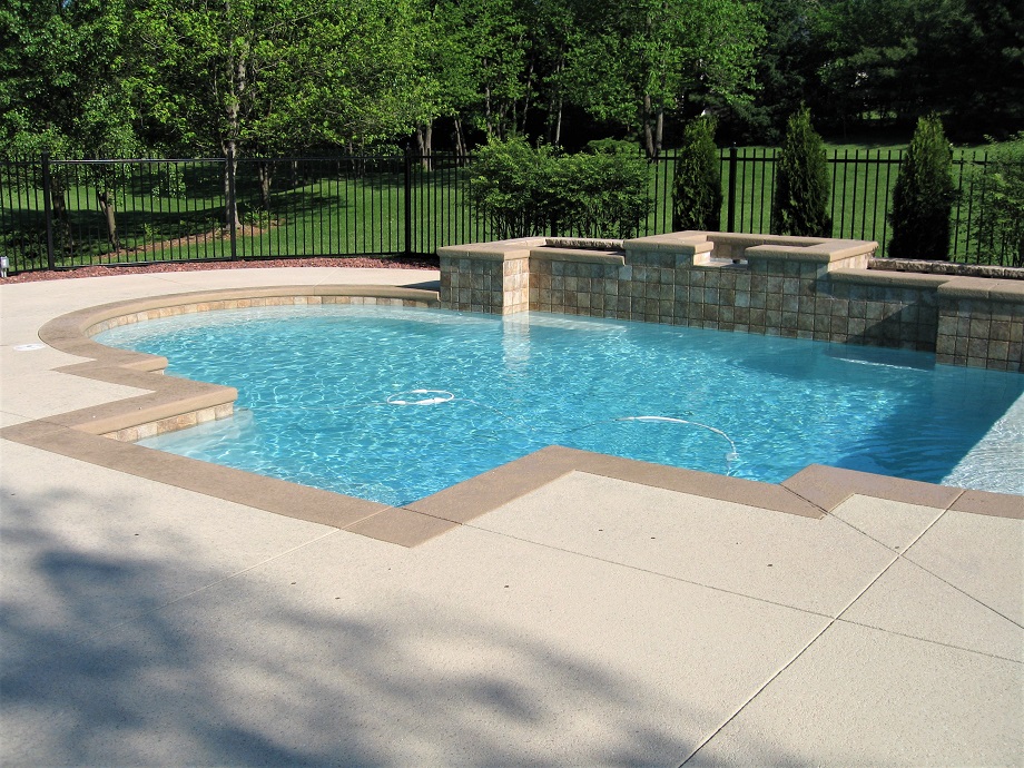 Concrete Pool Decks Indianapolis In Stamped Stained Spray Texture Concrete Pool Deck Installer Indianapolis