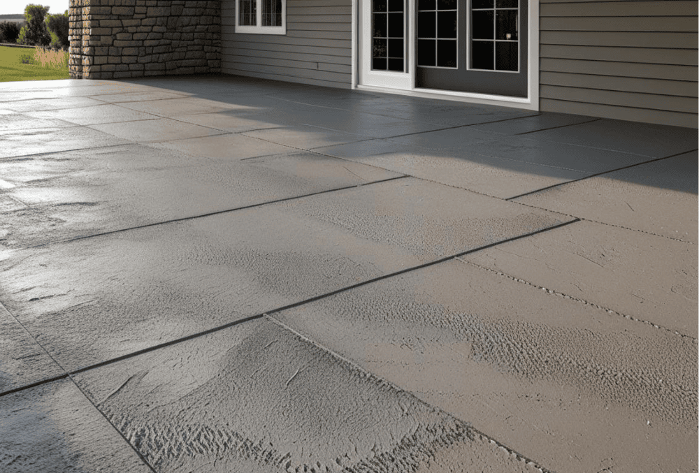 Knockdown texture concrete patio outside modern house
