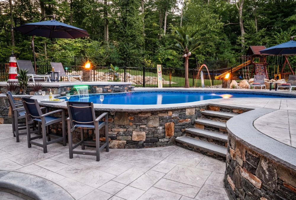 stamped concrete pool deck
