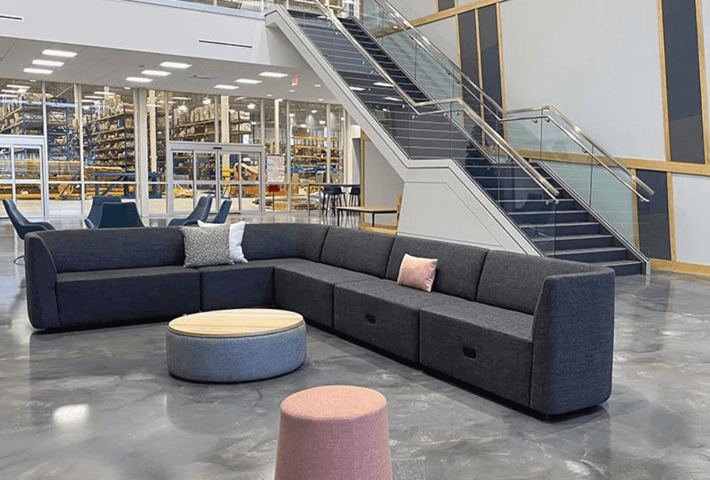work space polished concrete flooring
