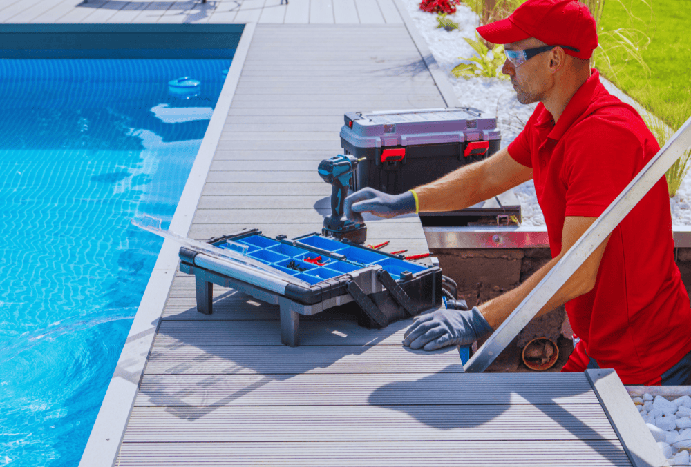 inspecting a pool deck for repair