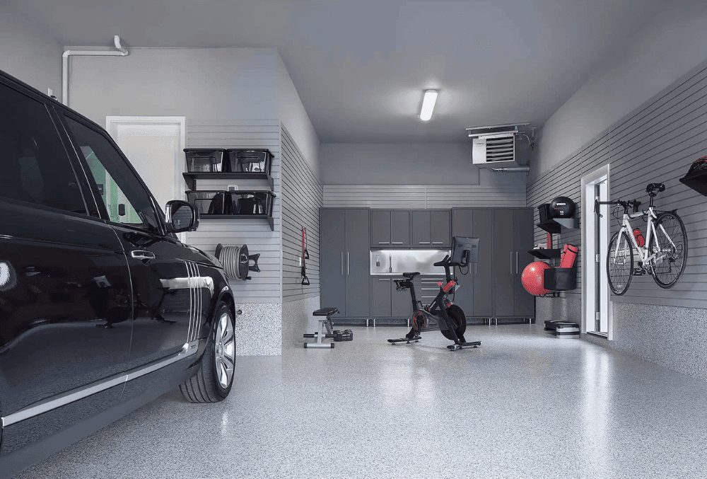 polyurea polyaspartic coating on a concrete garage floor