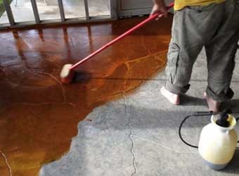 concrete contractor acid staining concrete floor red color
