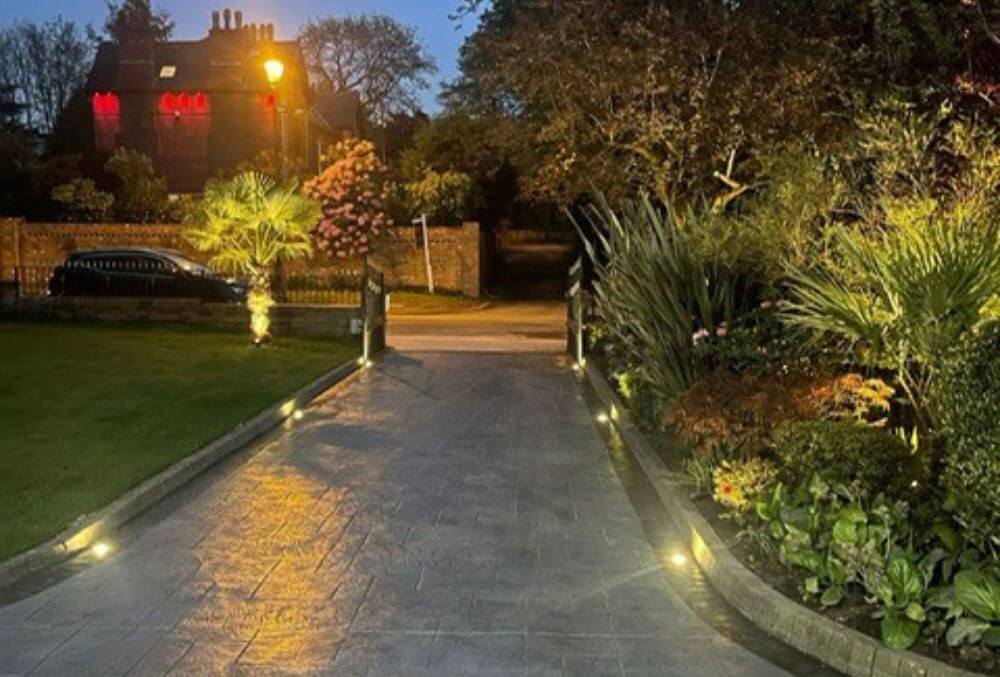 gate with driveway installed lights