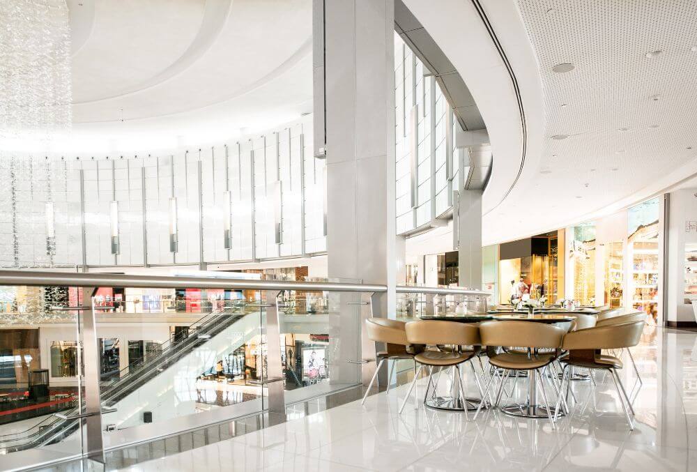 mall with a glossy flooring