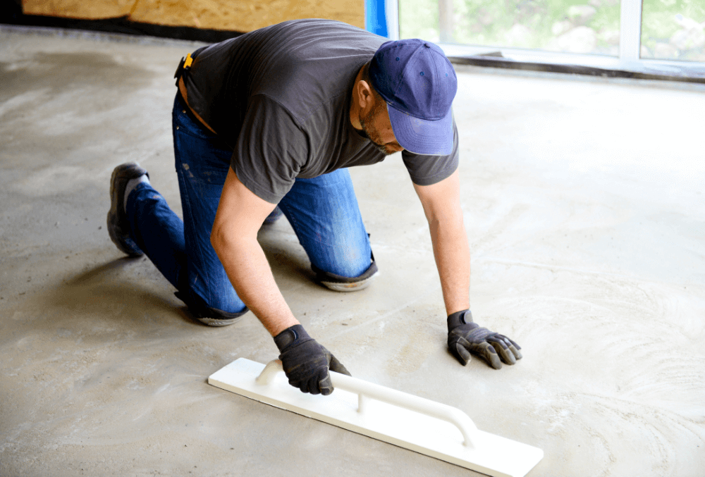 concrete contractor resurfacing the concrete floor