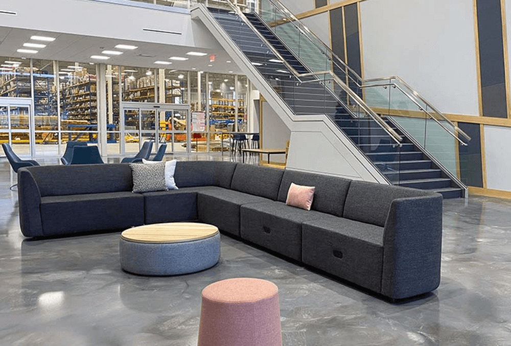 work space polished concrete flooring