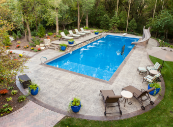 outdoor concrete pool deck