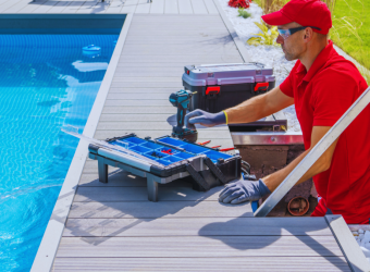 inspecting a pool deck for repair
