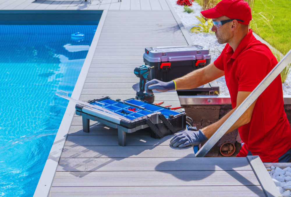 inspecting a pool deck for repair