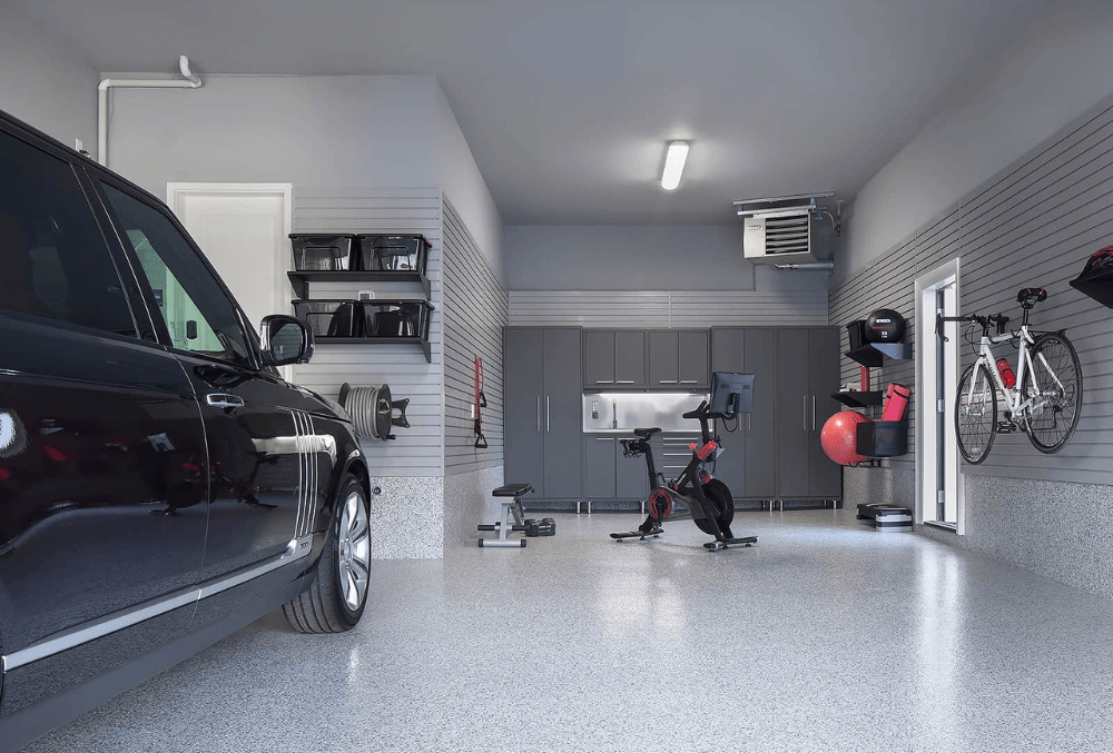 polyurea polyaspartic coating on a concrete garage floor