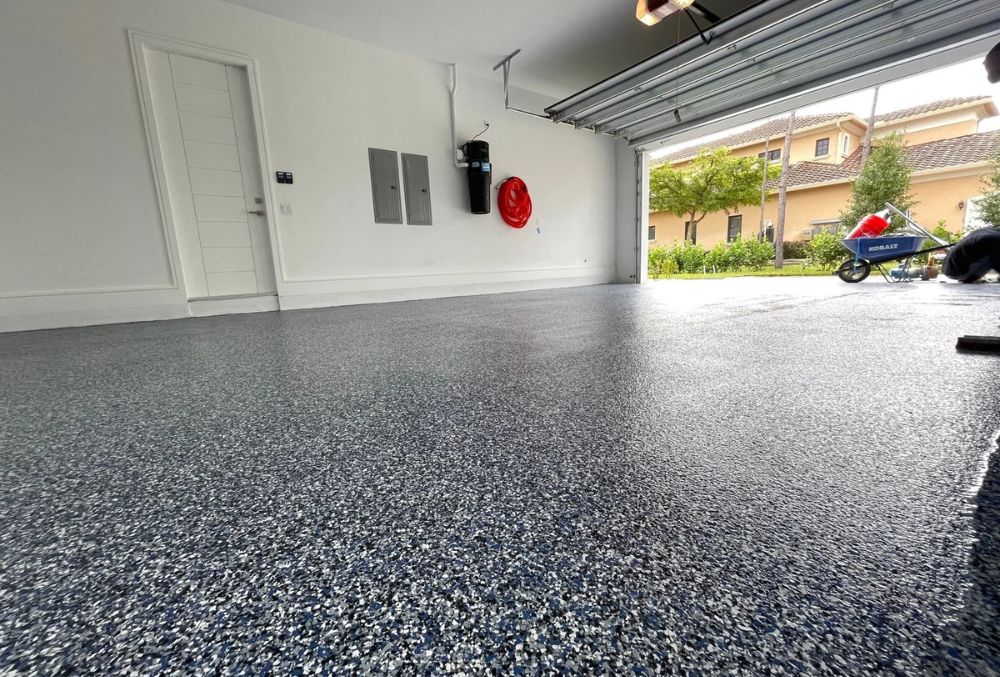 color flake colored garage floor